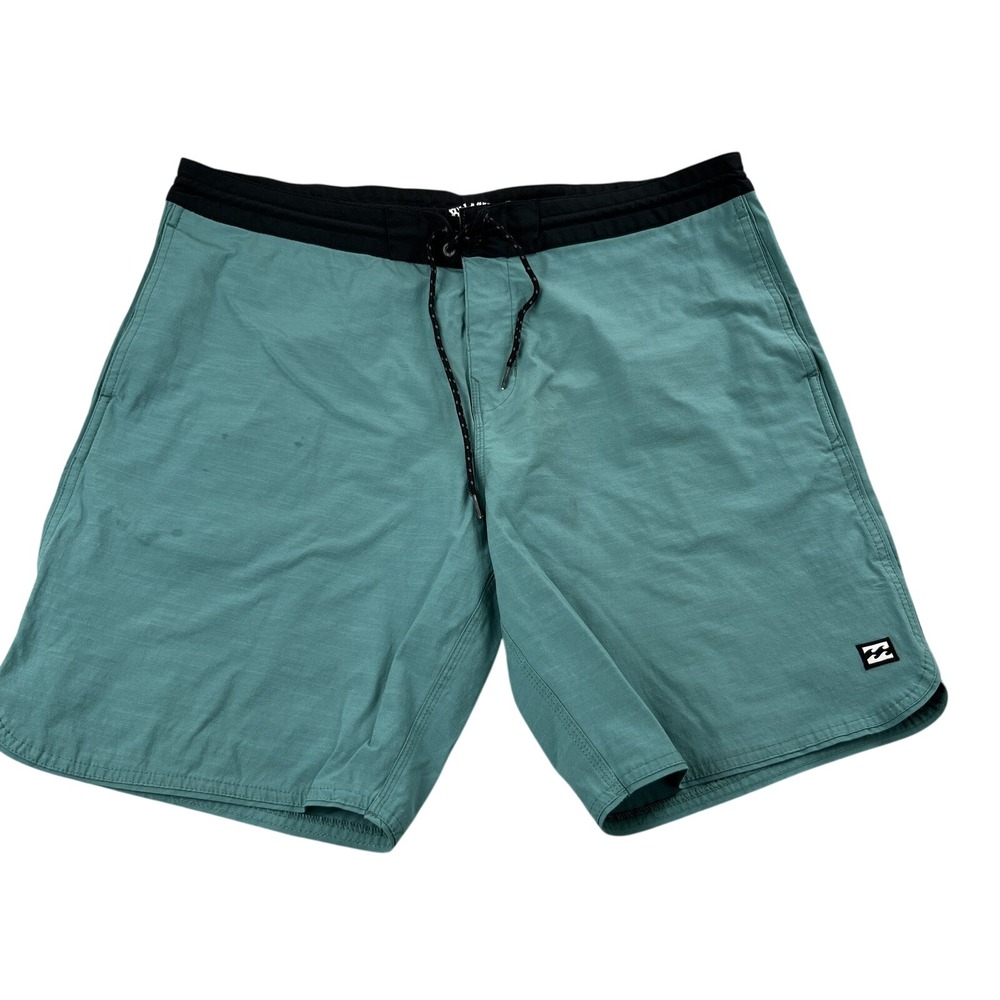 Billabong 73 Lo Tide Recycler Board Shorts 38 Green Men Surf Swim Trunks